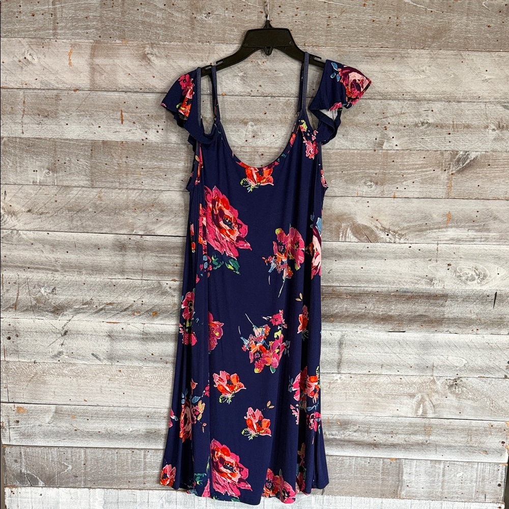 New! Chic Floral Midi Dress in Navy